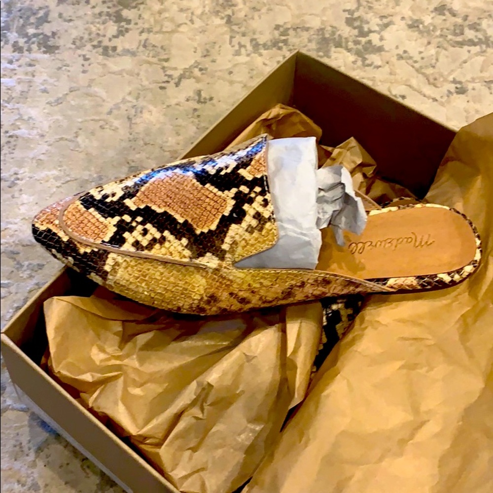 Madewell mule in snake embossed leather